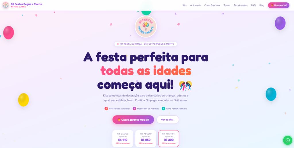 Criação de Site para Festas em Curitiba