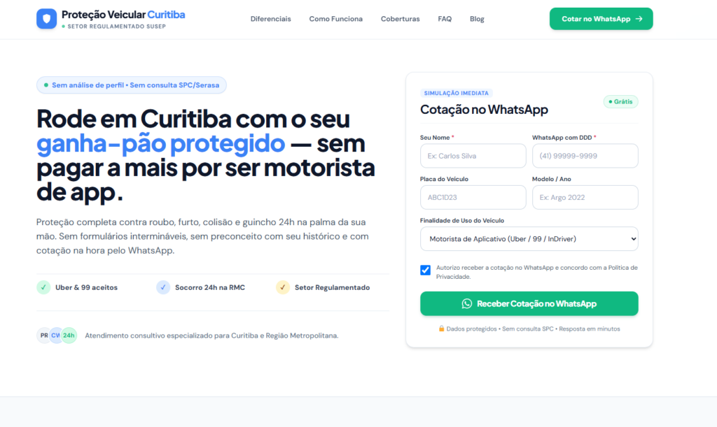 criação de site para proteção veicular